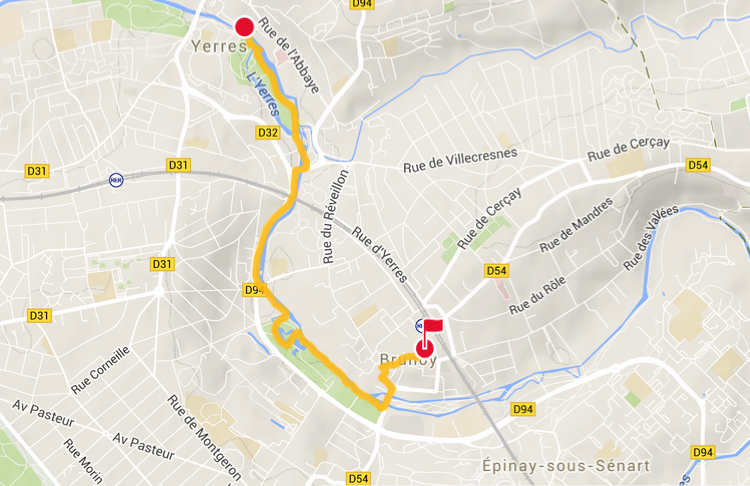 plan balade de Yerres à Brunoy