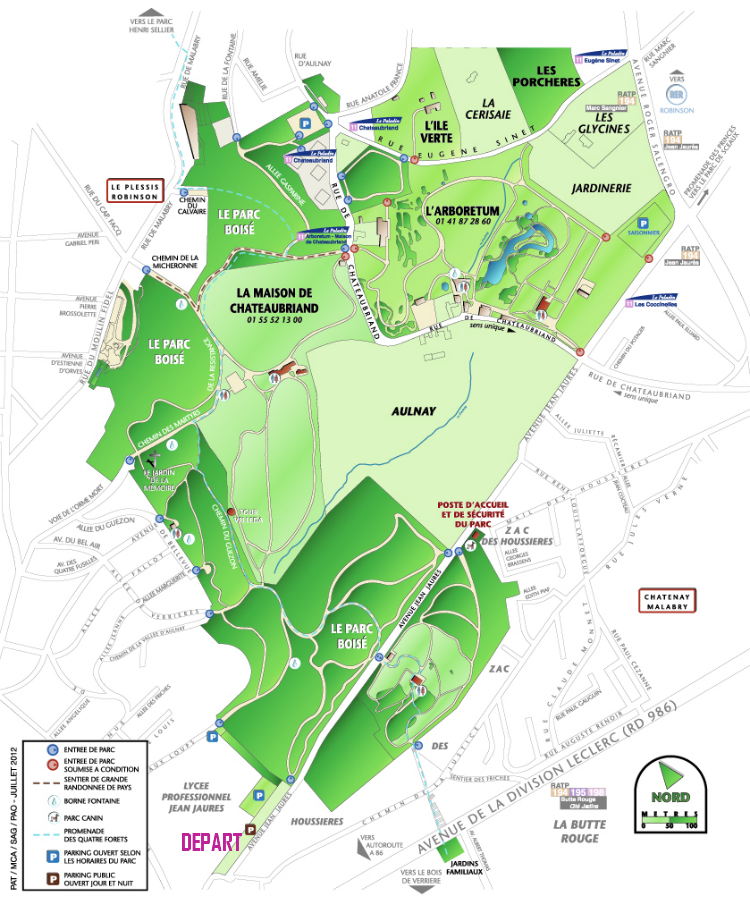 plan du parc de la vallée aux loups